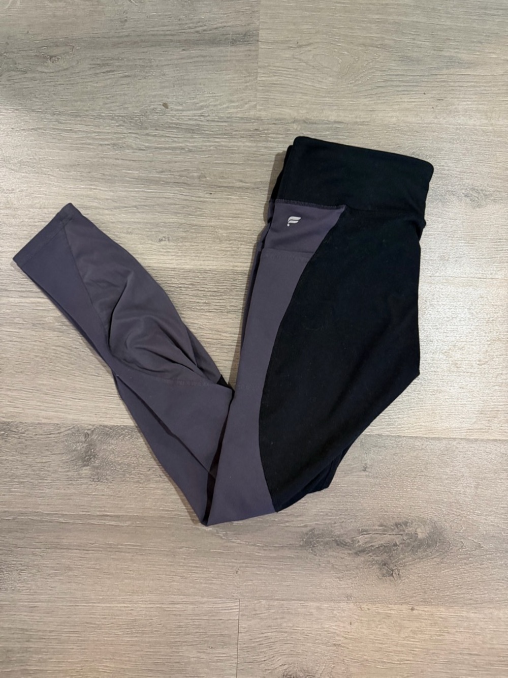 Fabletics Black and Charcoal Panel Leggings